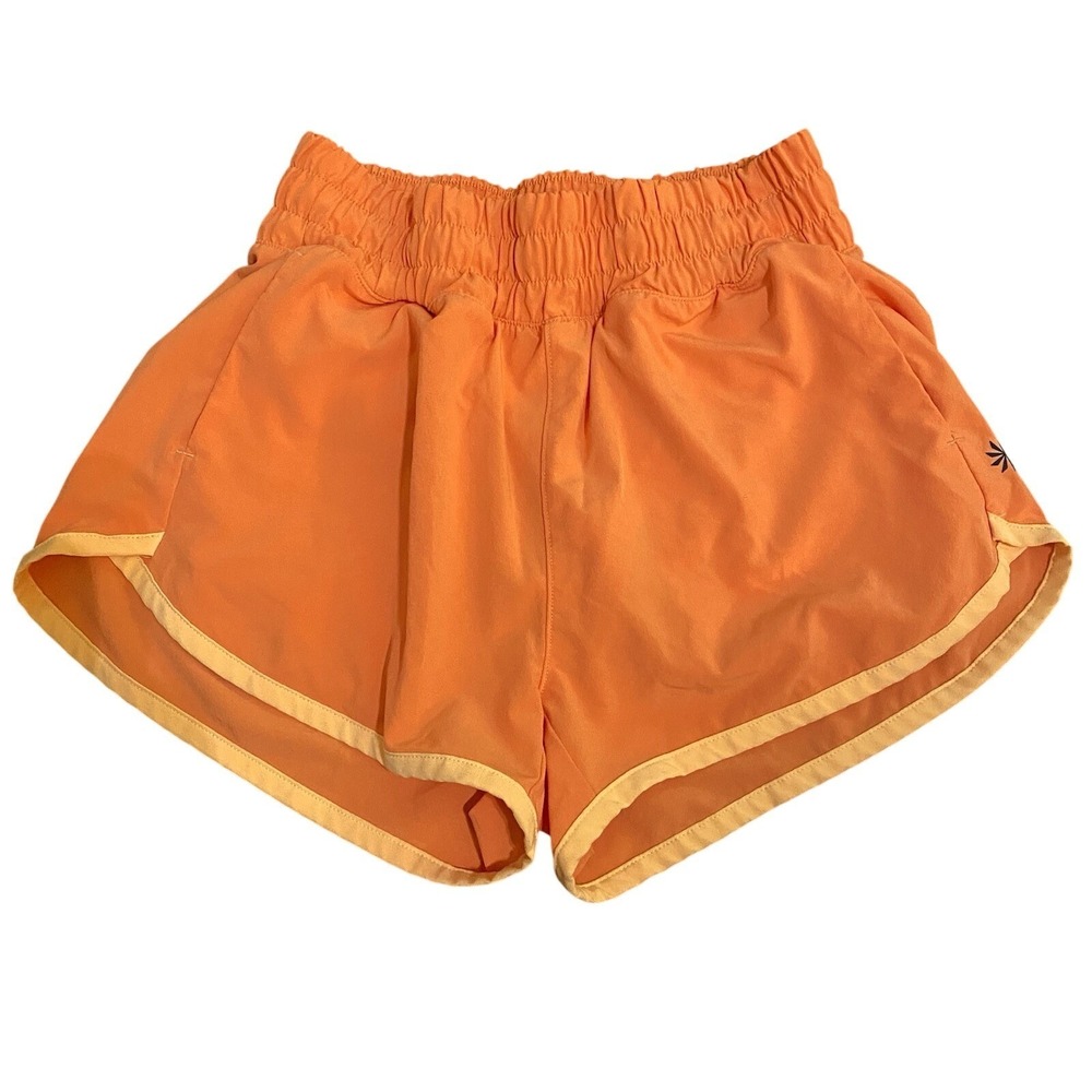 Athleta Girl 2.5" Run Free Shorts Size 6 Coral Orange Running Active Lined